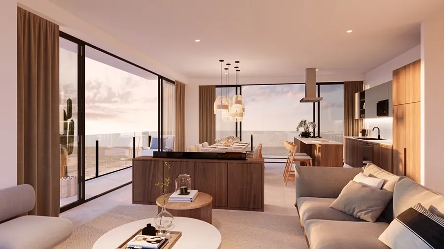 Navy living dining room